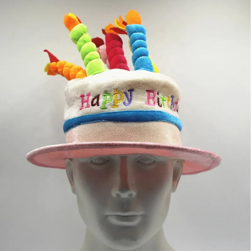 Birthday Party 2 Adult Happy Birthday Hat Cake Candle Pink Blue Letter Print Hat Birthday Party Ornaments Hat