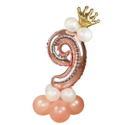Birthday Party 2 Rose Gold Princess Prince Crown Flower Foil Balloon Wedding Baby Shower Birthday Party Decoration
