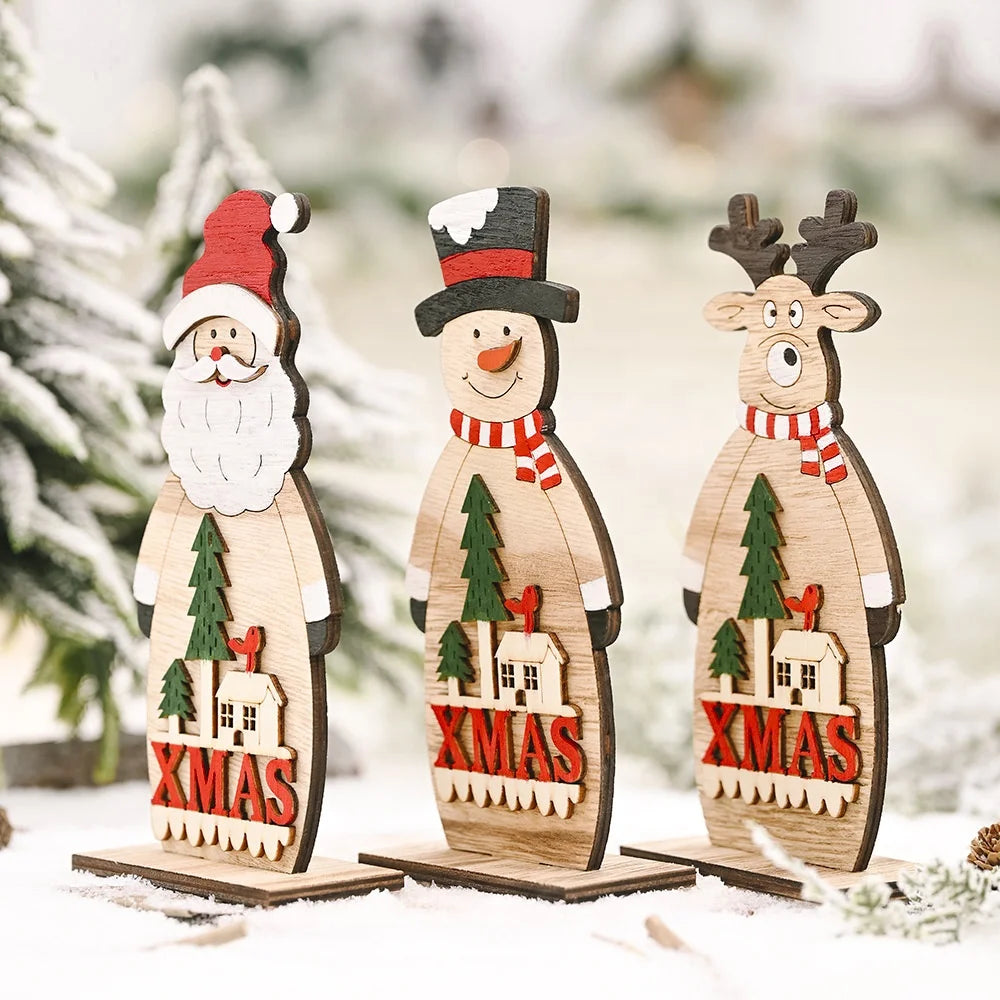 Christmas creative decoration supplies big snowman elk ornament Christmas wooden table decoration