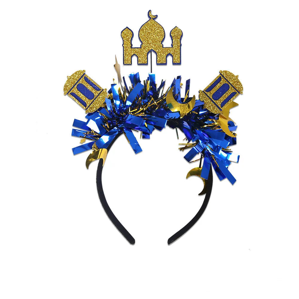 Easter and Thanksgiving 3 Muslim Color Bar Moon and Stars Headband Gifts Ramadan Photo Props Party Decoration Sulibi Flash Ramadan Castle Headband