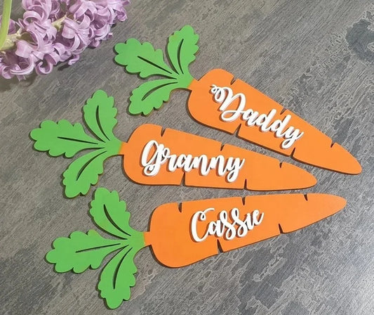 Easter and Thanksgiving 3 Custom DIY Personalized Carrot Easter Basket Label Creative Easter Wooden Easter Decoration