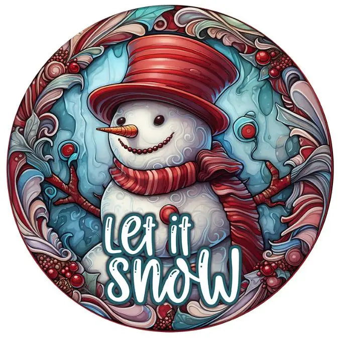 Round acrylic art sign plaque Christmas Day decoration greeting snowman hanging sign Christmas home window wall decoration