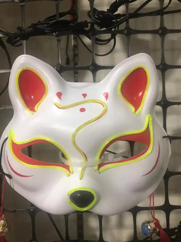 Halloween & Death Day Decoration Ghost Half Face Mask Light Emitting Diode Glow Dark Neon Cosplay Monster Mask Adult Movie Party Decoration
