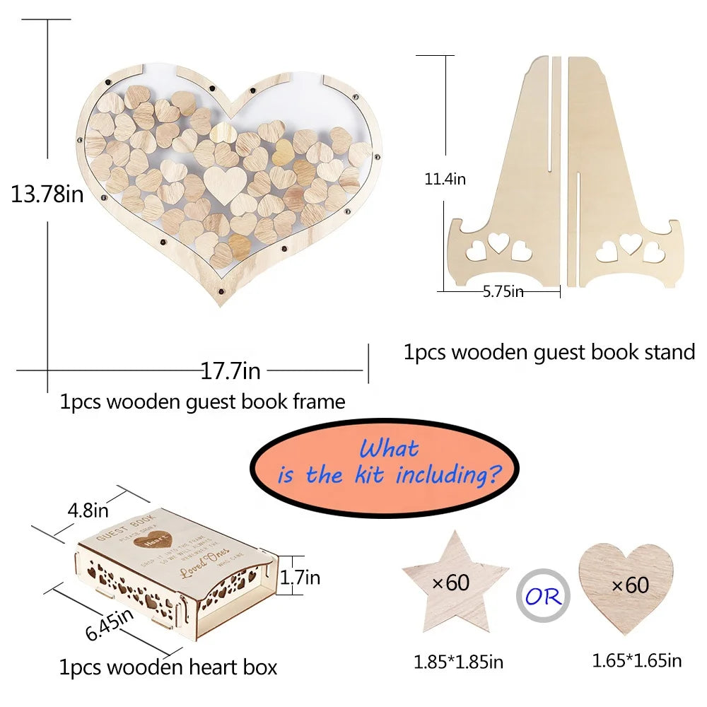 Wedding Guestbook Alternative Puzzle Customized Wedding Alternative Heart Wood Guestbook