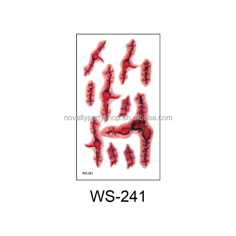 Halloween & Day of the Dead Halloween Makeup Fake Scar Tattoo Temporary Fake Bloody Wound Stitches Tattoo Stickers