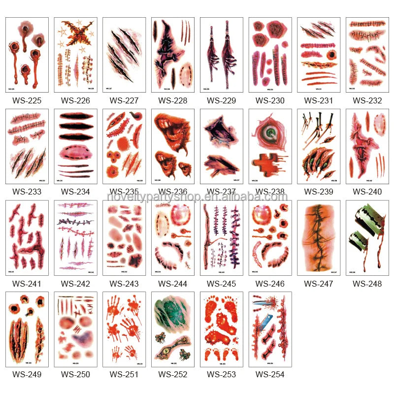Halloween & Day of the Dead Halloween Makeup Fake Scar Tattoo Temporary Fake Bloody Wound Stitches Tattoo Stickers