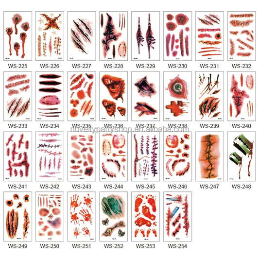 Halloween & Day of the Dead Halloween Makeup Fake Scar Tattoo Temporary Fake Bloody Wound Stitches Tattoo Stickers