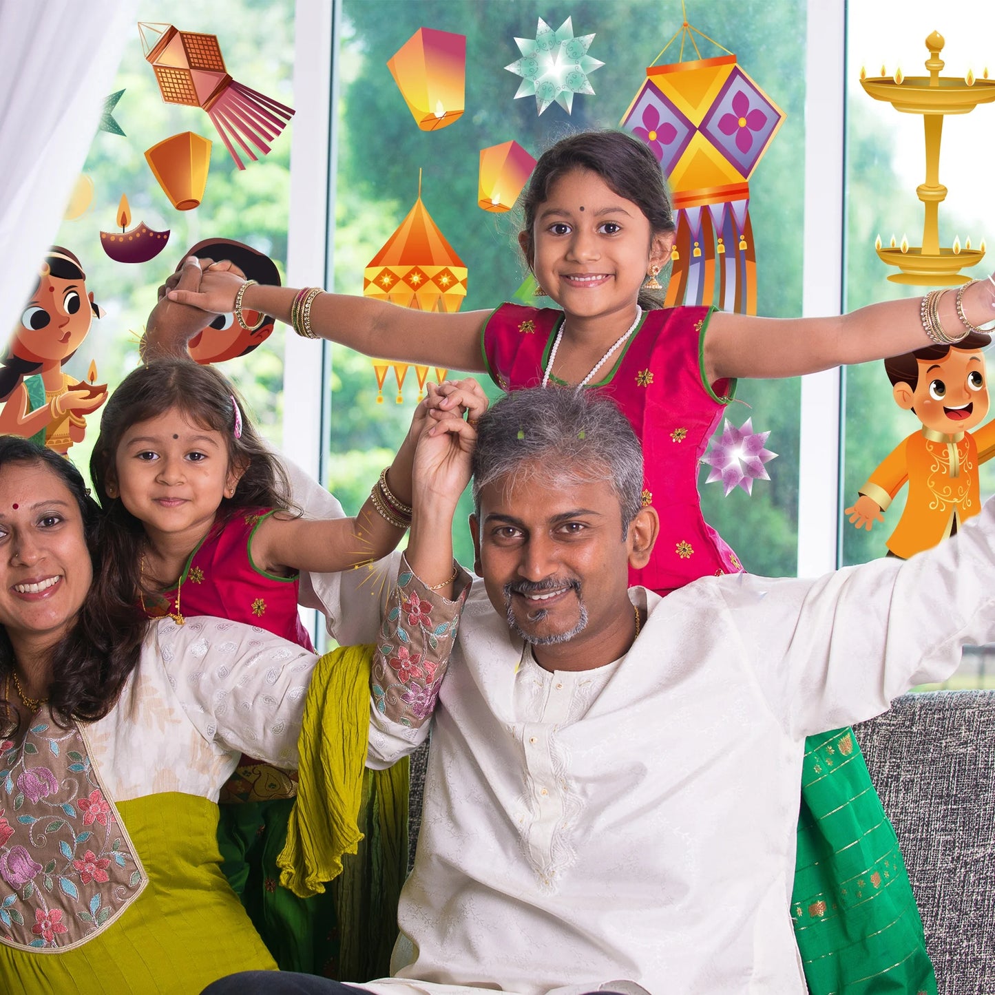 Halloween & Day of the Dead 9 Diwali Window Stickers Diwali Stickers Removable Diwali Window Stickers Plastic Window Stickers Decoration