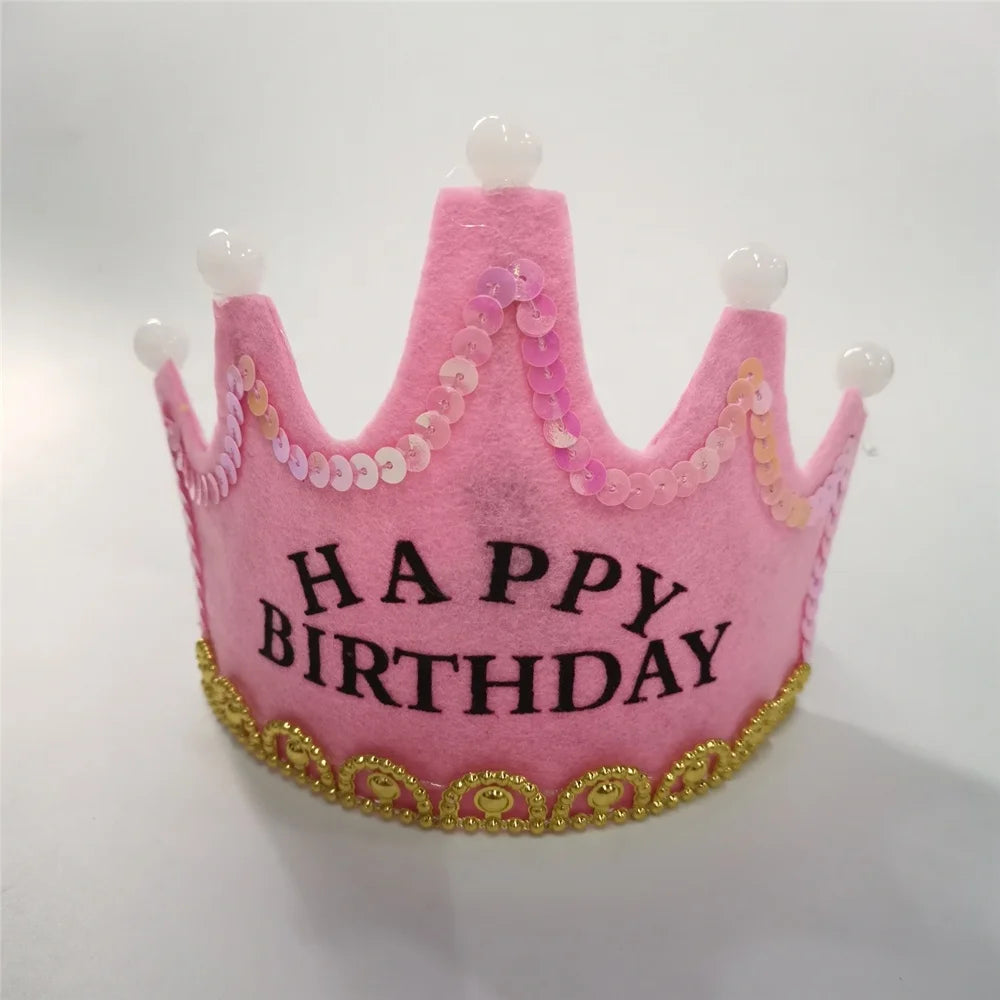 Birthday Party 2 Nonwoven Headband LED Flashing Light Crown Headband Children's Birthday Party Supplies