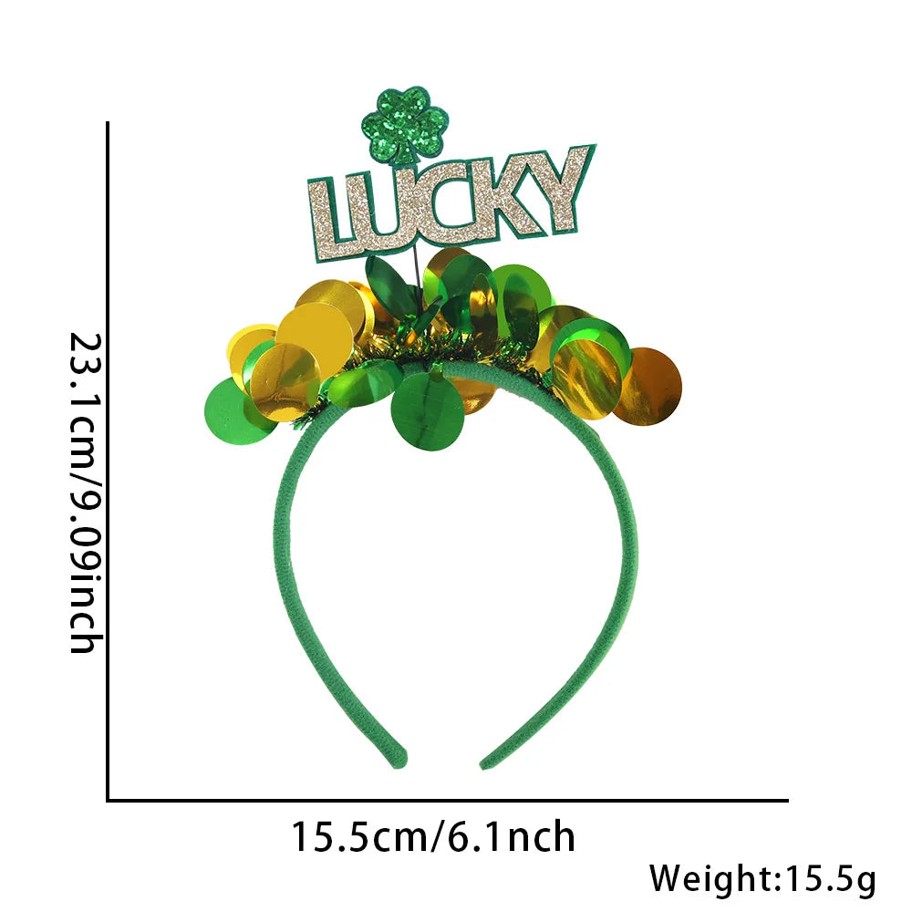 Easter and Thanksgiving 3 St. Patrick's Day Accessories Set Headband Hairpin Aduclt Girls Women's Holiday Accessories Party Supplies Green Lucky Headband