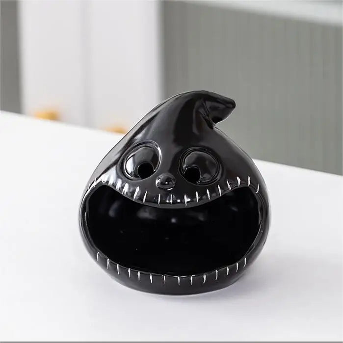 Halloween & Day of the Dead Party Decoration Multifunctional Tabletop Decoration Ghost Candlestick Ceramic Candlestick