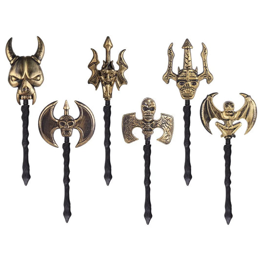Halloween & Day of the Dead, Halloween Cosplay Ornaments Reaper Sickle Prop Bat Sickle Ghost Trident Model Brass Halloween Skull Trident