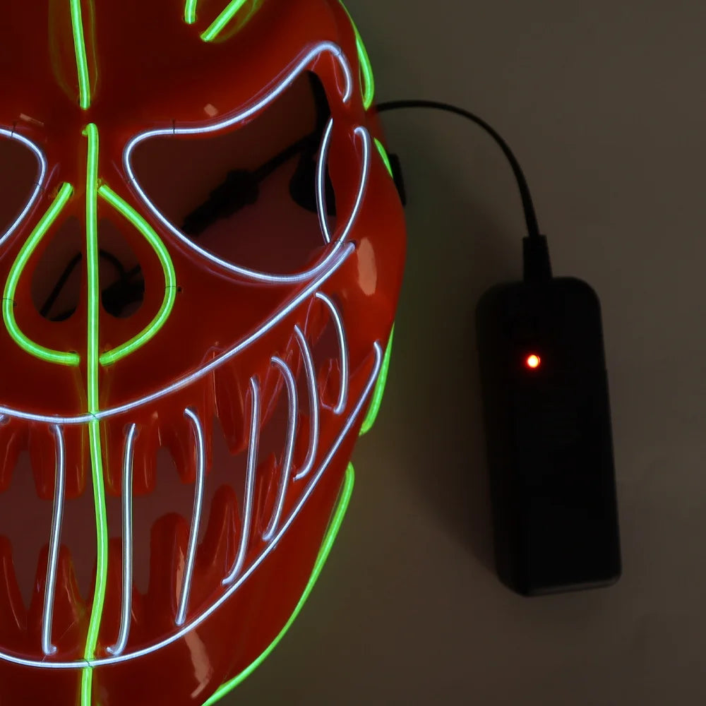 Halloween & Day of the Dead New Halloween Pumpkin Mask Flexible Light Emitting Diode Neon Mask Makeup Facial Lighting Mask Halloween Party Cosplay
