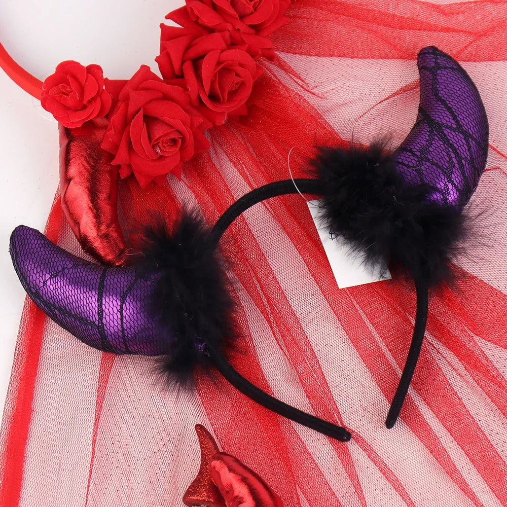 Halloween & Day of the Dead Custom Cosplay Demon Horn Band Halloween Hair Accessories Demon Horn Band