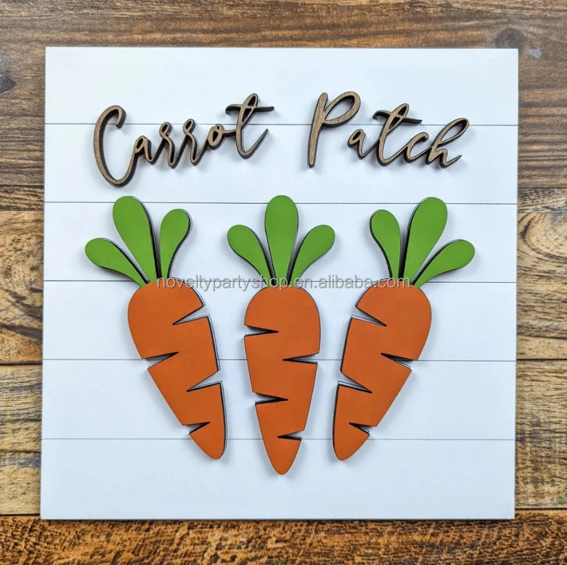 Páscoa e Ação de Graças 3 Decorações de Páscoa Inovadoras Coelho Decorativo de Cenoura Patch Placa de Sobrenome de Coelho Placa de Cenoura Patch 