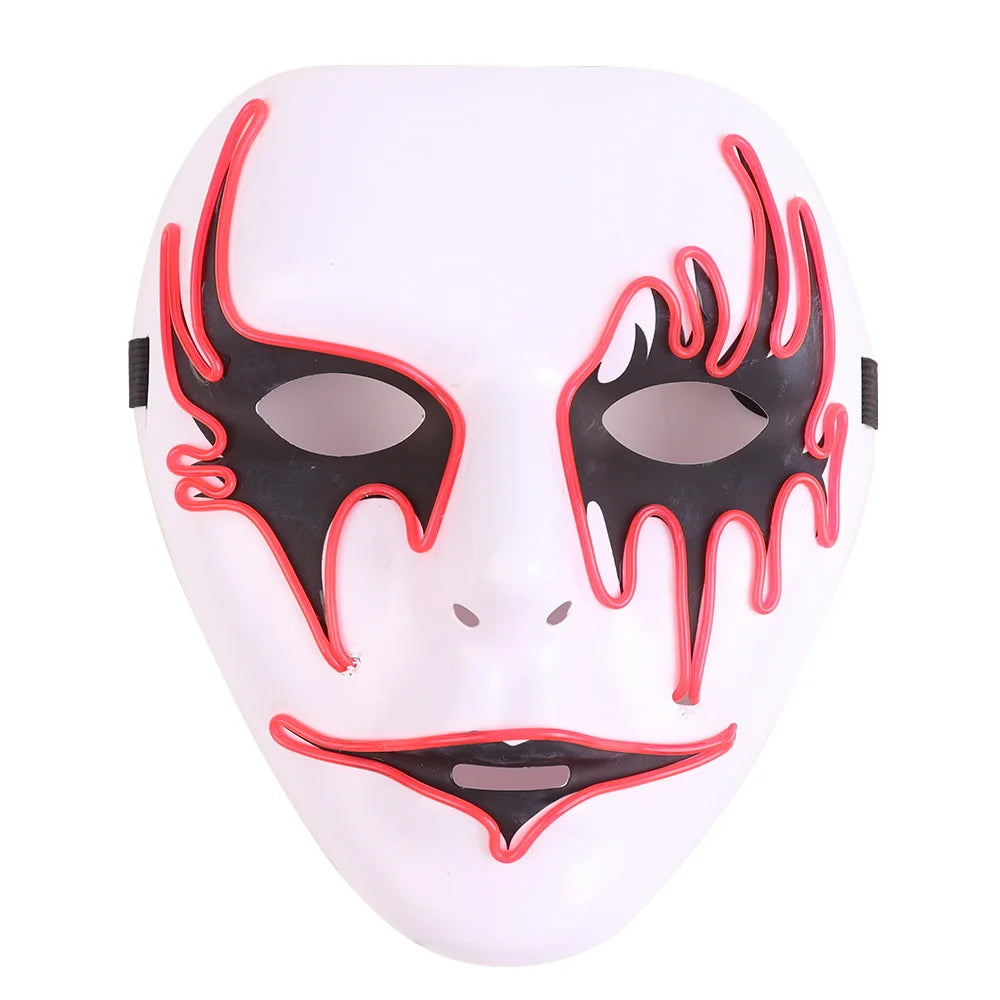 Halloween & Death Day Halloween Party New Mask Makeup Neon Mask Glowing Clown Light Emitting Diode Party Halloween Mask