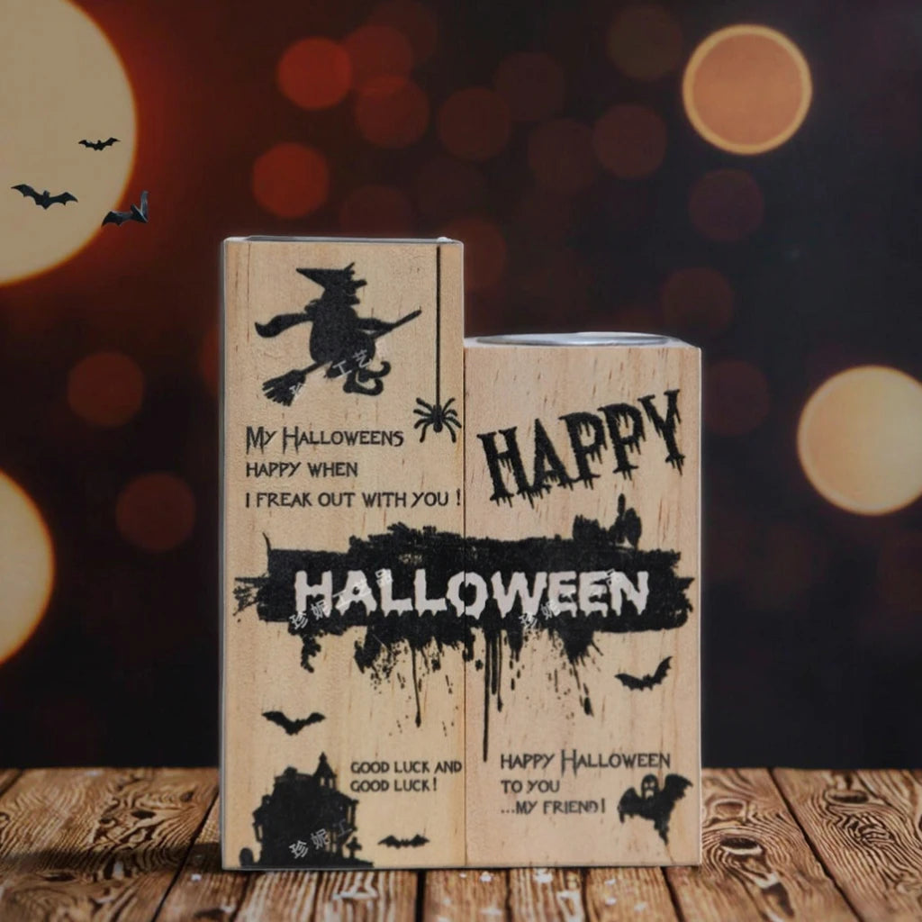 Halloween &amp; Day of the Dead, Party Decorations Creative Wooden Candlesticks Perfect Wooden Gifts 