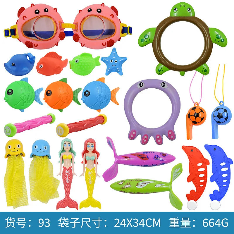 Birthday Party 2 Diving Toys Children's Outdoor Pool Treasure Hunt Diving Fish Seaweed Torpedo Jewelry Children's Water Toy Set