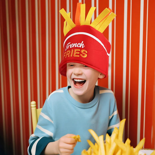 Halloween & Death Day Novelty Party Funny Fried Hat Carnival Fair Costume Novelty Fries Hat Party Halloween Cosplay Costume