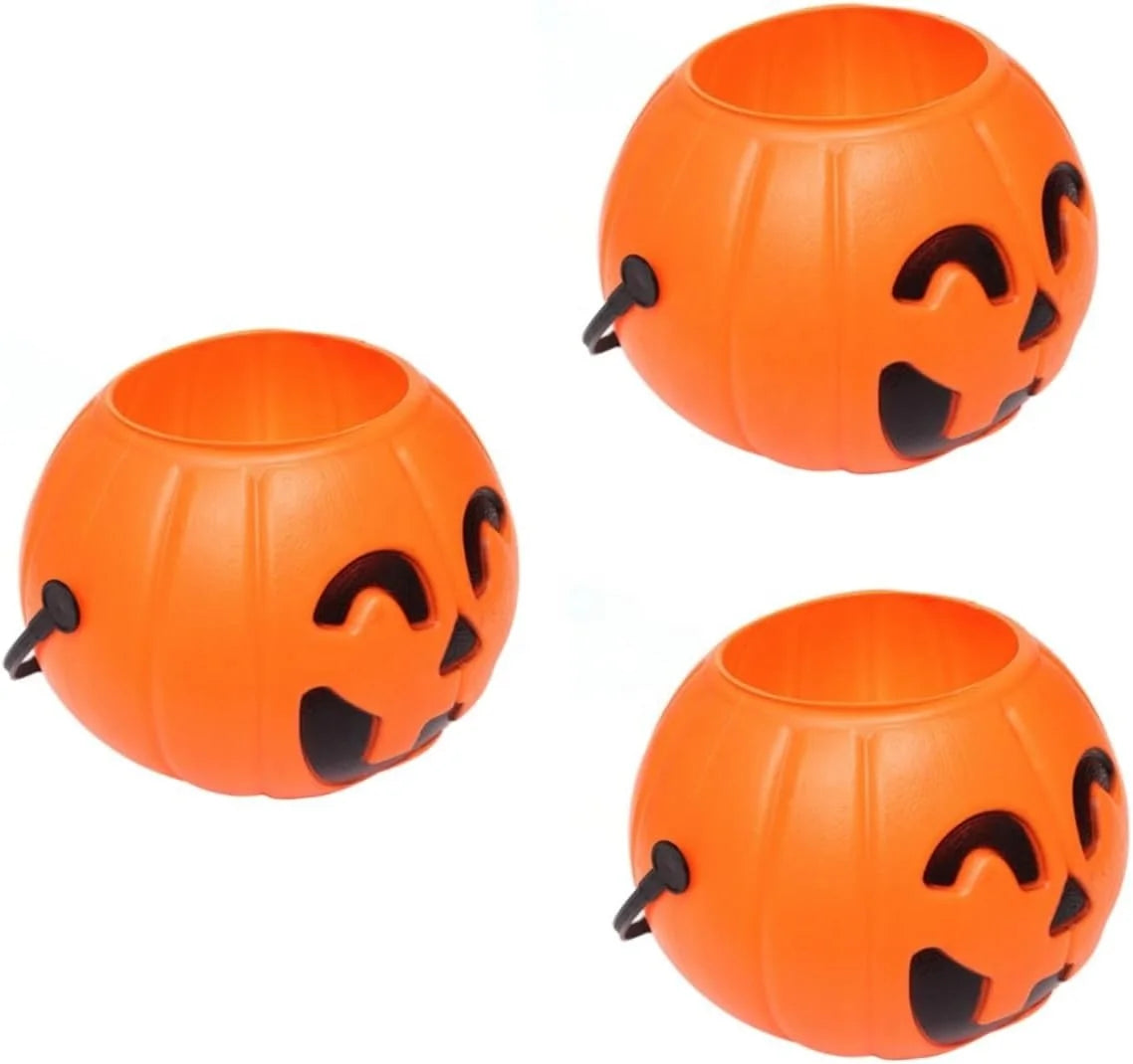 Halloween & Day of the Dead 17cm Children Trick or Treat Halloween Party Favors Large Portable Pumpkin Plastic Halloween Buckets for Children