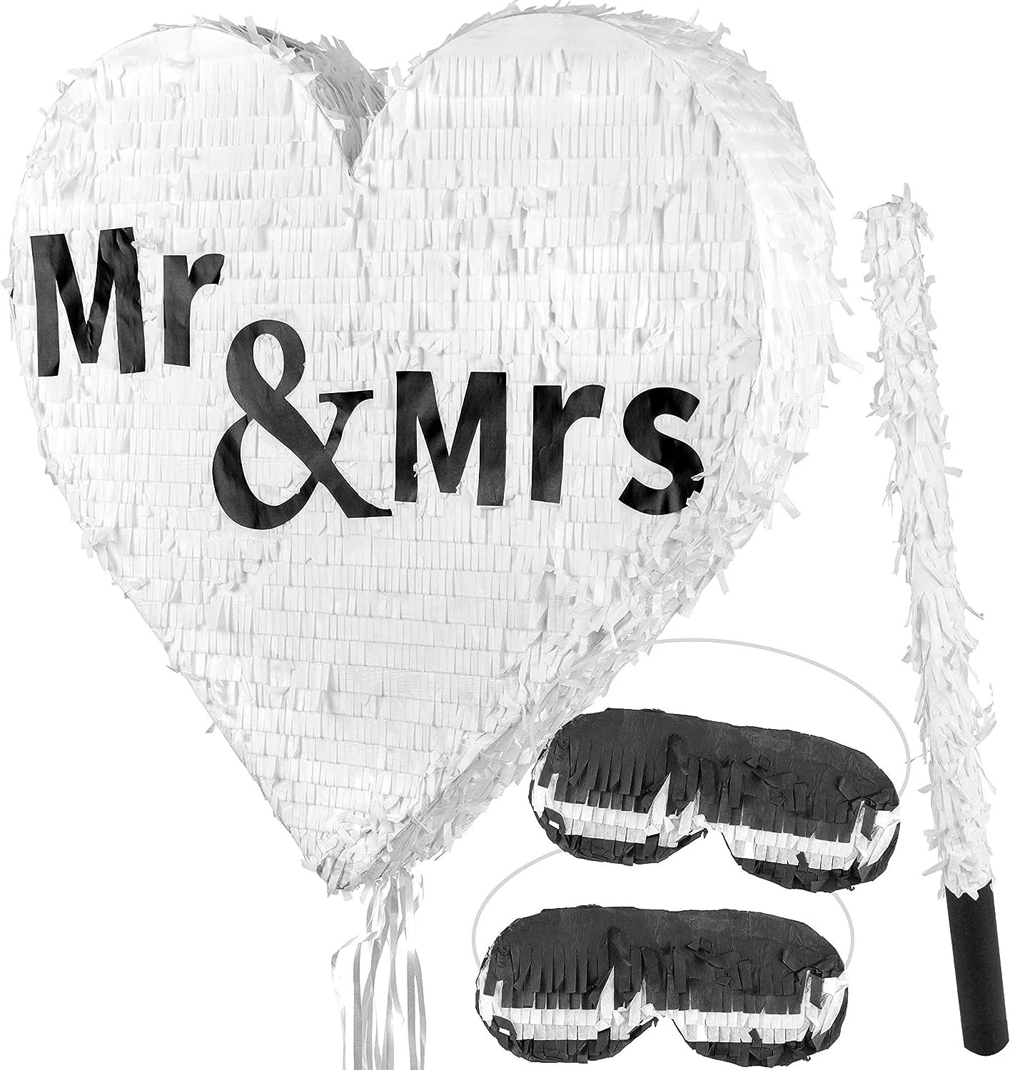 1 Wedding Party, Wedding Engagement Party Games Funny Wedding Hearts Pinata with Stick Mask