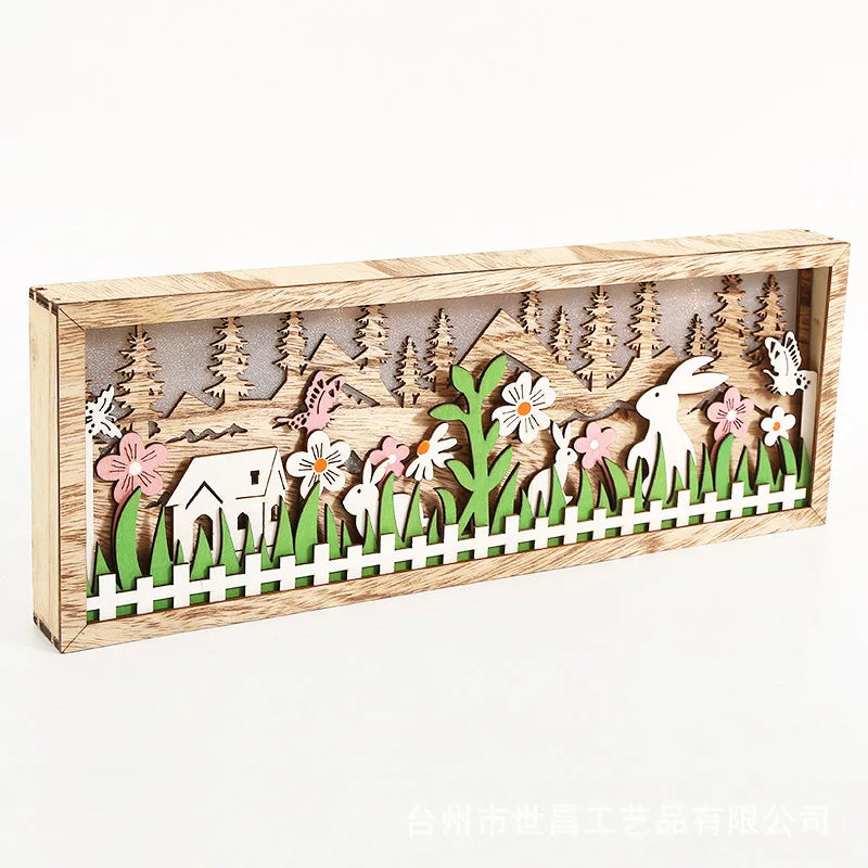 Easter and Thanksgiving 3 Original Wholesale Easter wood carving Wooden photo frame Easter bunny Easter wooden decoration