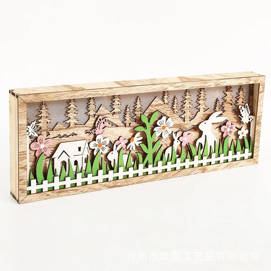 Easter and Thanksgiving 3 Original Wholesale Easter wood carving Wooden photo frame Easter bunny Easter wooden decoration