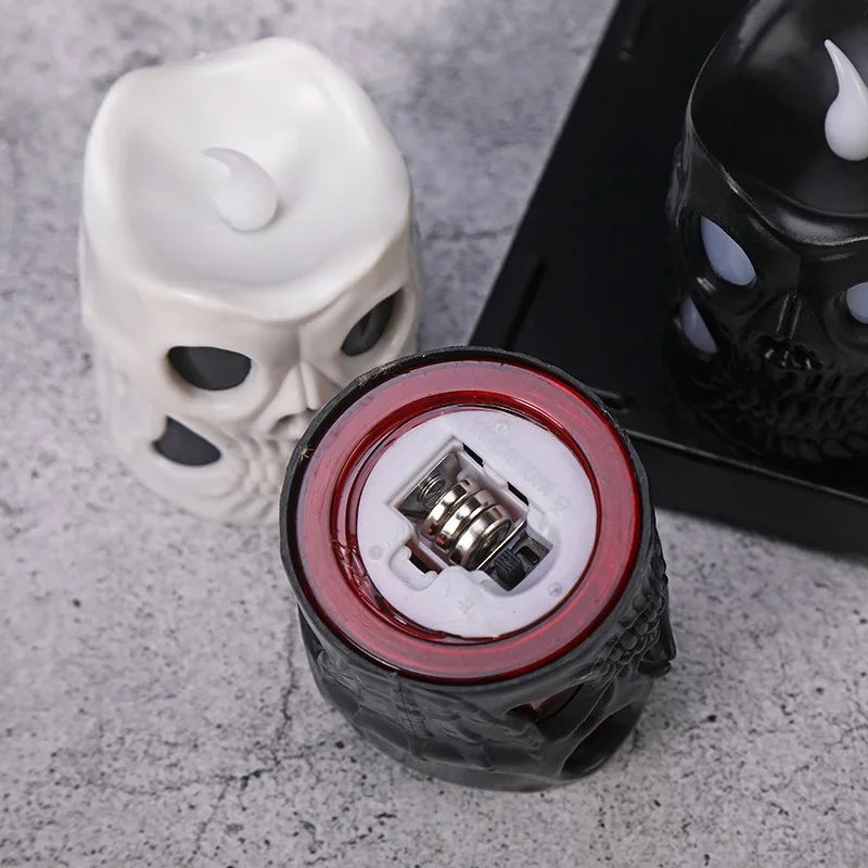 Halloween & Day of the Dead 7 * 5.5cm LED Halloween Ghost Head Lights Flame Less Skull Tea Lights for Halloween Home Party Halloween Skull Candle Lights