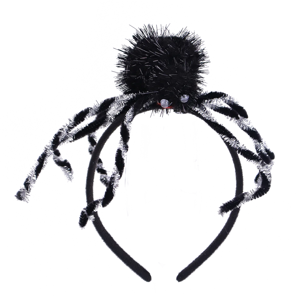 Halloween & Day of the Dead Black Feathers Tinsel Spider Bat Tentacles Boppers Halloween Party Headband Celebration Spider Web Headband Costume Accessories