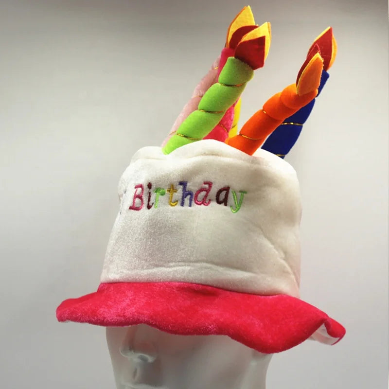 Birthday Party 2 Adult Happy Birthday Hat Cake Candle Pink Blue Letter Print Hat Birthday Party Ornaments Hat