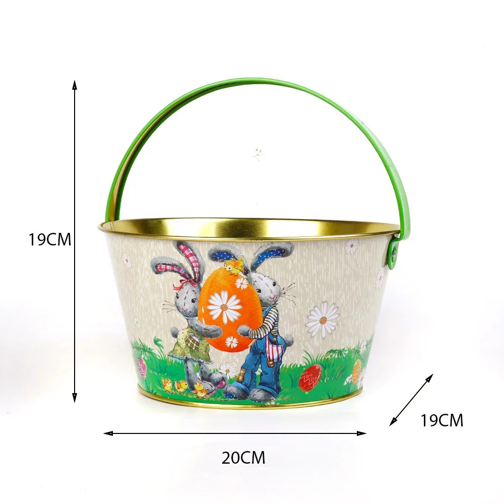 Páscoa e Ação de Graças 3 Crianças Lona de Algodão Carregar Presentes e Bolsa de Caça aos Ovos Rabo Fofo Estampado Coelho Lona Brinquedos Balde de Coelhinho da Páscoa 