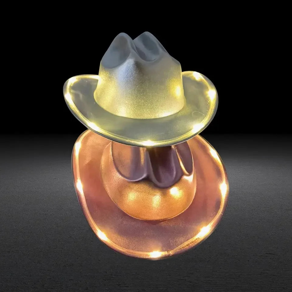Halloween & Death Day Custom Flash Neon Light Emitting Diode Cowboy Hat Adult Cowboy Hat Halloween Christmas Sequins EDC Cosplay Costume Hat