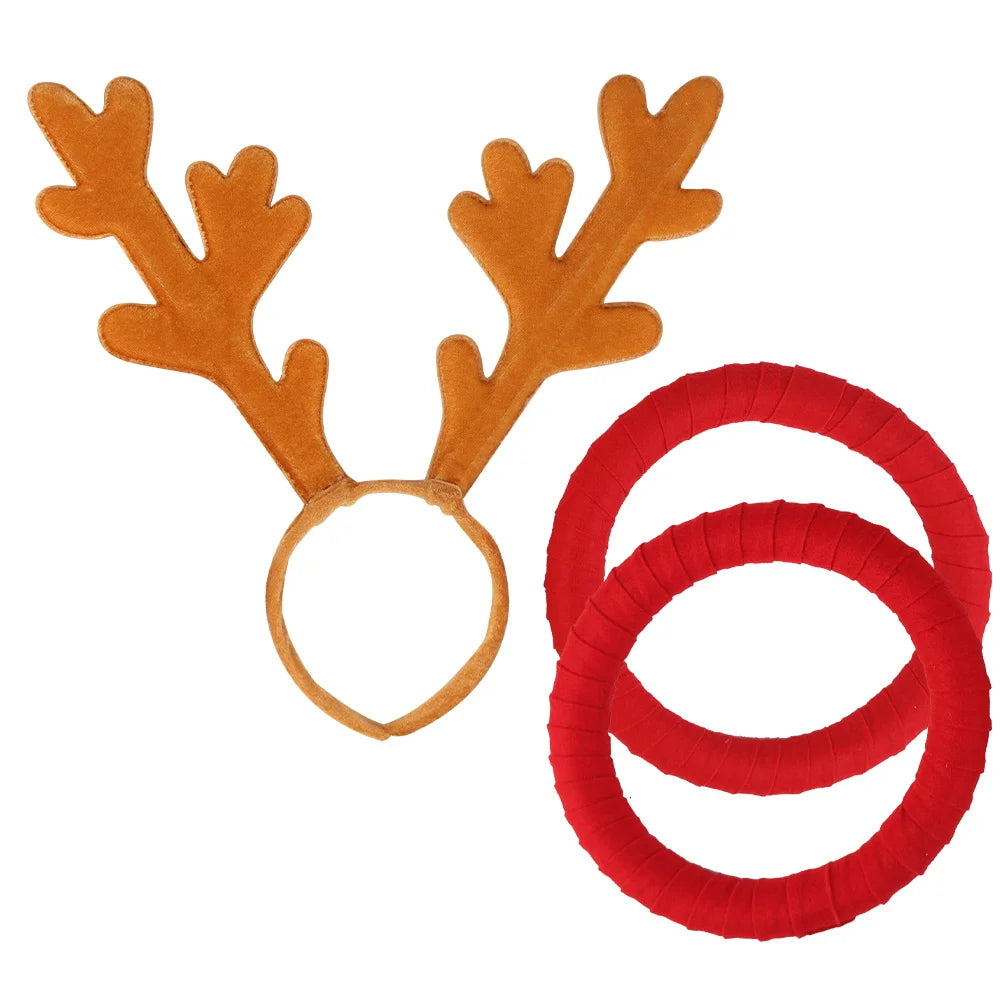 BSCI Christmas party supplies plush brown polygonal red hair band accessories daily wear Christmas reindeer headband