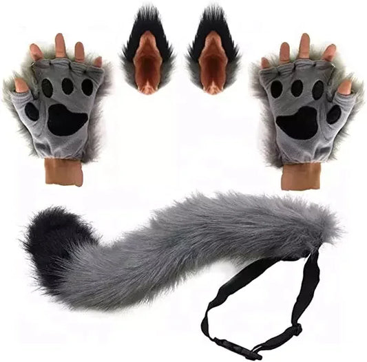 Halloween & Day of the Dead Costume Wolf Toys Gifts Female Wolf Tail Clip Ears and Sets Halloween Wolf Sets Supplies