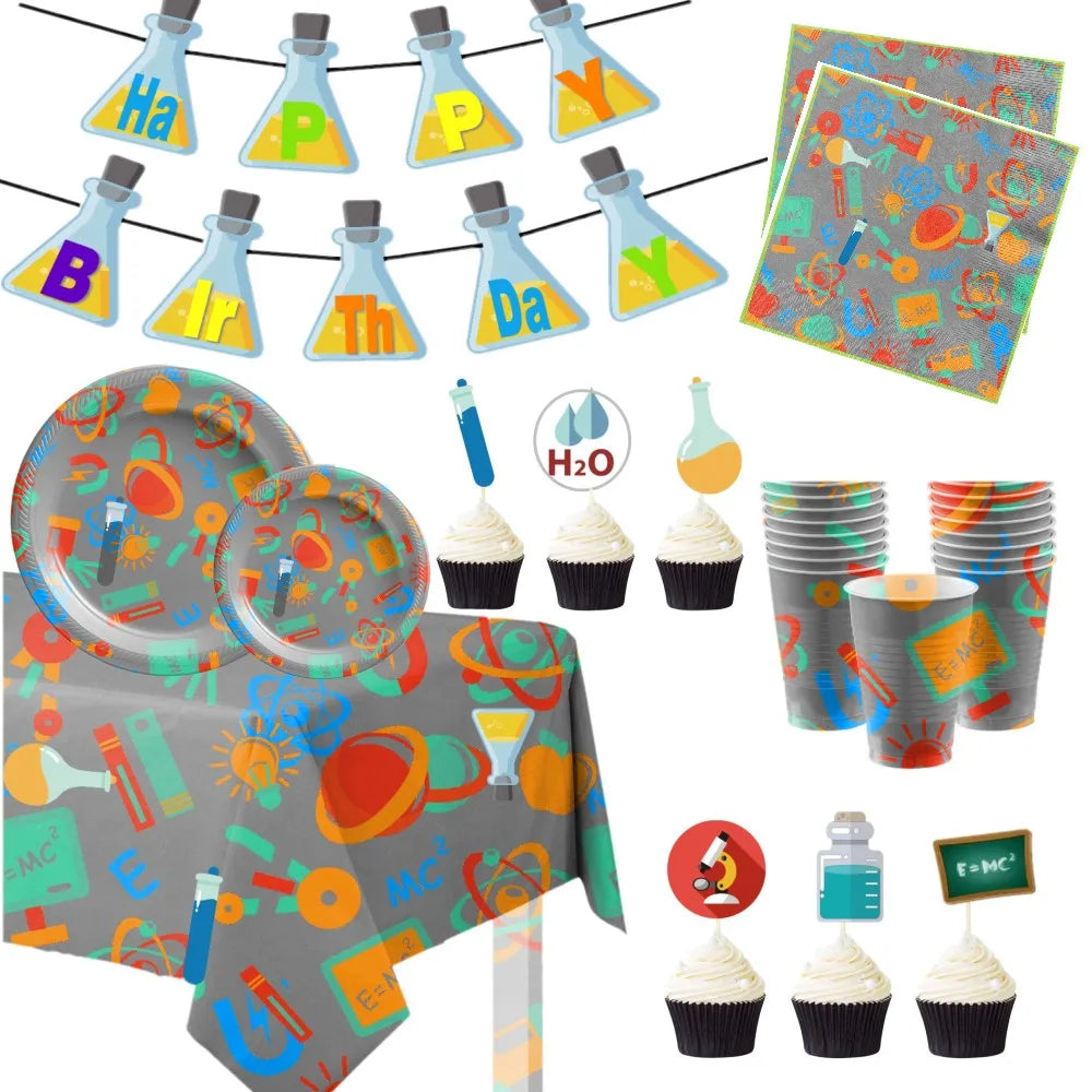 Birthday Party 2 Test Tube Banner Children's Birthday Party Mad Scientist Party Decorations Chemistry Lab Theme Support