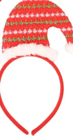 12 pcs Hot Sale Christmas Festive Party Photo Booth Classical Ornament Christmas Striped Snowflake Elf Earcap Headband