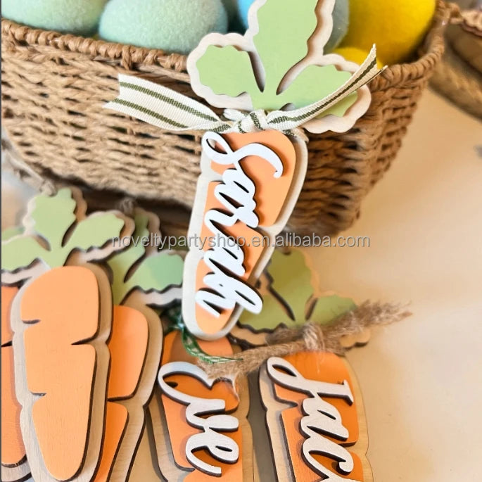 Páscoa e Ação de Graças 3 Cestas de Páscoa Personalizadas Novidades Cestas de Cenoura Ester Etiqueta 