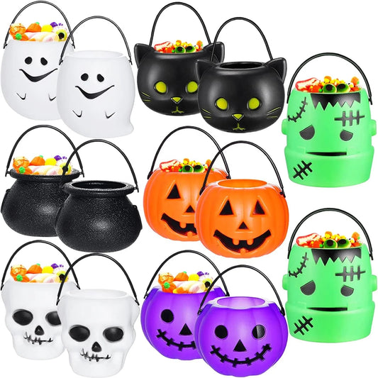 Halloween & Day of the Dead Various Halloween Candy Cauldron Kettle Witch Cauldron Halloween Mini Plastic Candy Pumpkin Barrel