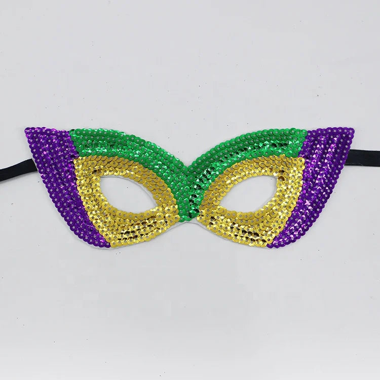 Carnaval Carnival Carnival Theme Gold Purple Green Sequins Half Face Mask Masquerade Sexy Performance Mask