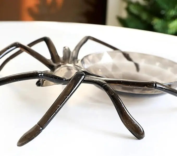 Bandeja de frutas de Halloween e Dia dos Mortos de 24*23 cm, aranha assustadora, bandeja de doces de plástico para decoração de mesa de festa de Halloween, recipientes de armazenamento de Halloween 