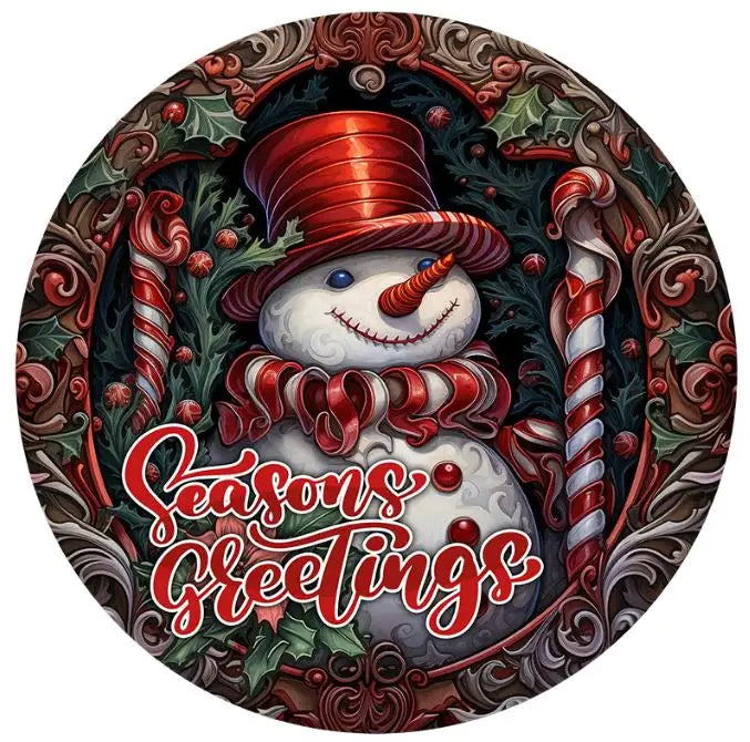 Round acrylic art sign plaque Christmas Day decoration greeting snowman hanging sign Christmas home window wall decoration