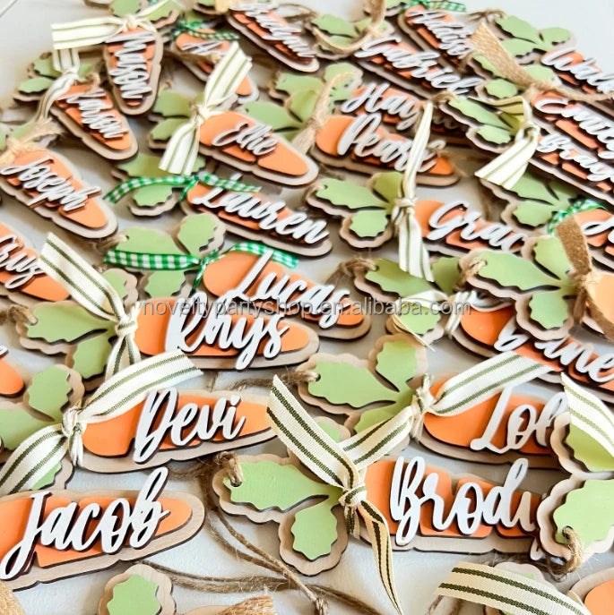 Páscoa e Ação de Graças 3 Cestas de Páscoa Personalizadas Novidades Cestas de Cenoura Ester Etiqueta 