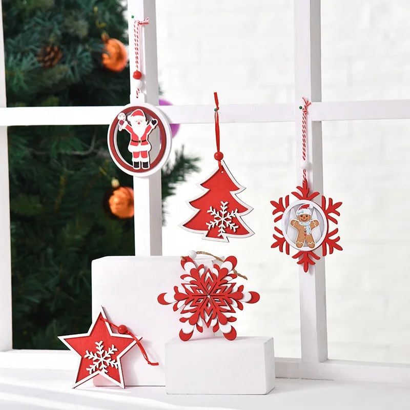 Wooden Crafts, Custom Christmas Wood Decorations Christmas Tree Gifts Wooden Decorations Christmas Souvenirs Decorations Red Wooden Pendants