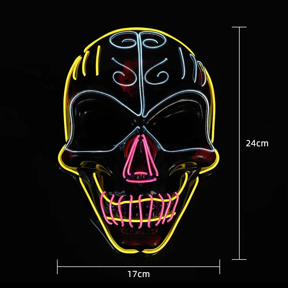 Halloween & Death Day New Halloween Ornaments Light Emitting Mask Party Makeup Light Emitting Diode Halloween Decoration Party Mask