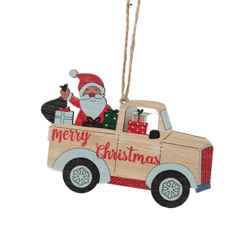 New Wooden Christmas Tree Snowman Santa Elk Hollow Pendant DIY Painted Christmas Wooden Ornament