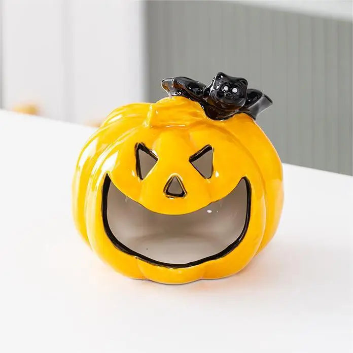 Halloween & Day of the Dead Party Decoration Multifunctional Tabletop Decoration Ghost Candlestick Ceramic Candlestick