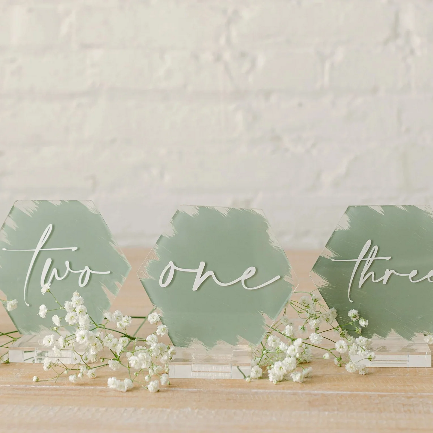 1 wedding party, painted acrylic hexagonal table number wedding table number custom wedding table number with raised letters 