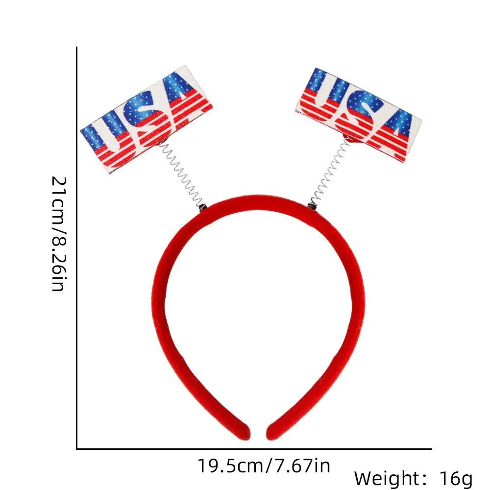 Independence Day July 4th Hair Accessories American Flag Pop Headband Heart-Shaped Fringe Holiday Hair Accessories Graduation Ceremony