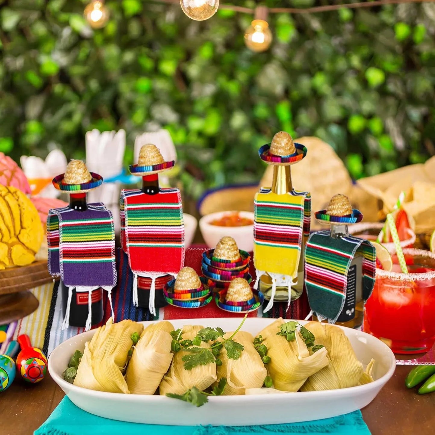 Mini Mexican Straw Hat Serape Top Hat 1 piece Cinco De Mayo Party Cutlery & Cinco De Mayo Decorations Carnival Decoration