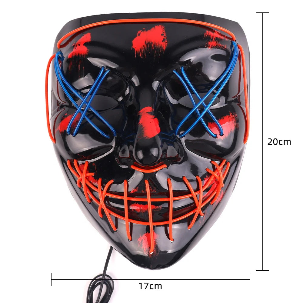 Halloween & Day of the Dead Light Emitting Diode Carnival Halloween Bar Party Luminous Horror V Ghost Lamp Mouth Eye Piercing Light Halloween El Wire Glow Mask